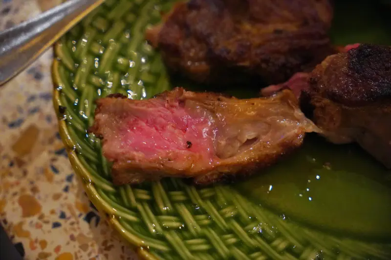 Medium cook on the lamb chop