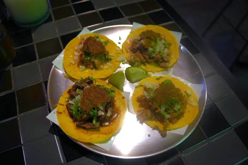Carnitas, Lengua, Carne Asada and Chorizo Tacos at Chale