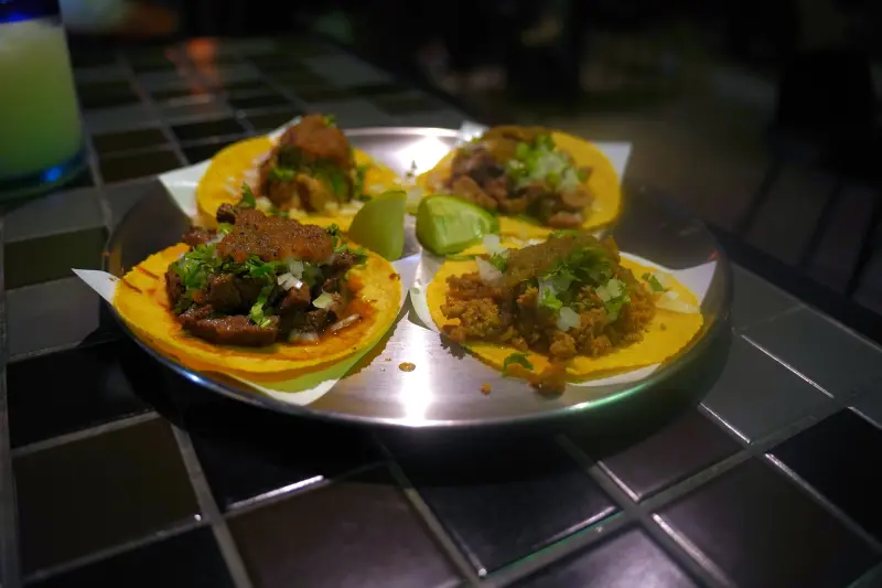 Carnitas, Lengua, Carne Asada and Chorizo Tacos at Chale